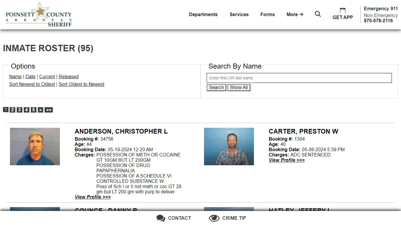 Inmate Roster | Poinsett County Sheriff AR | Sort Release Time ...